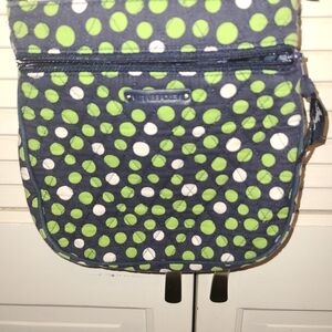 Vera Bradley Green and White Polka Dot Crossbody Bag